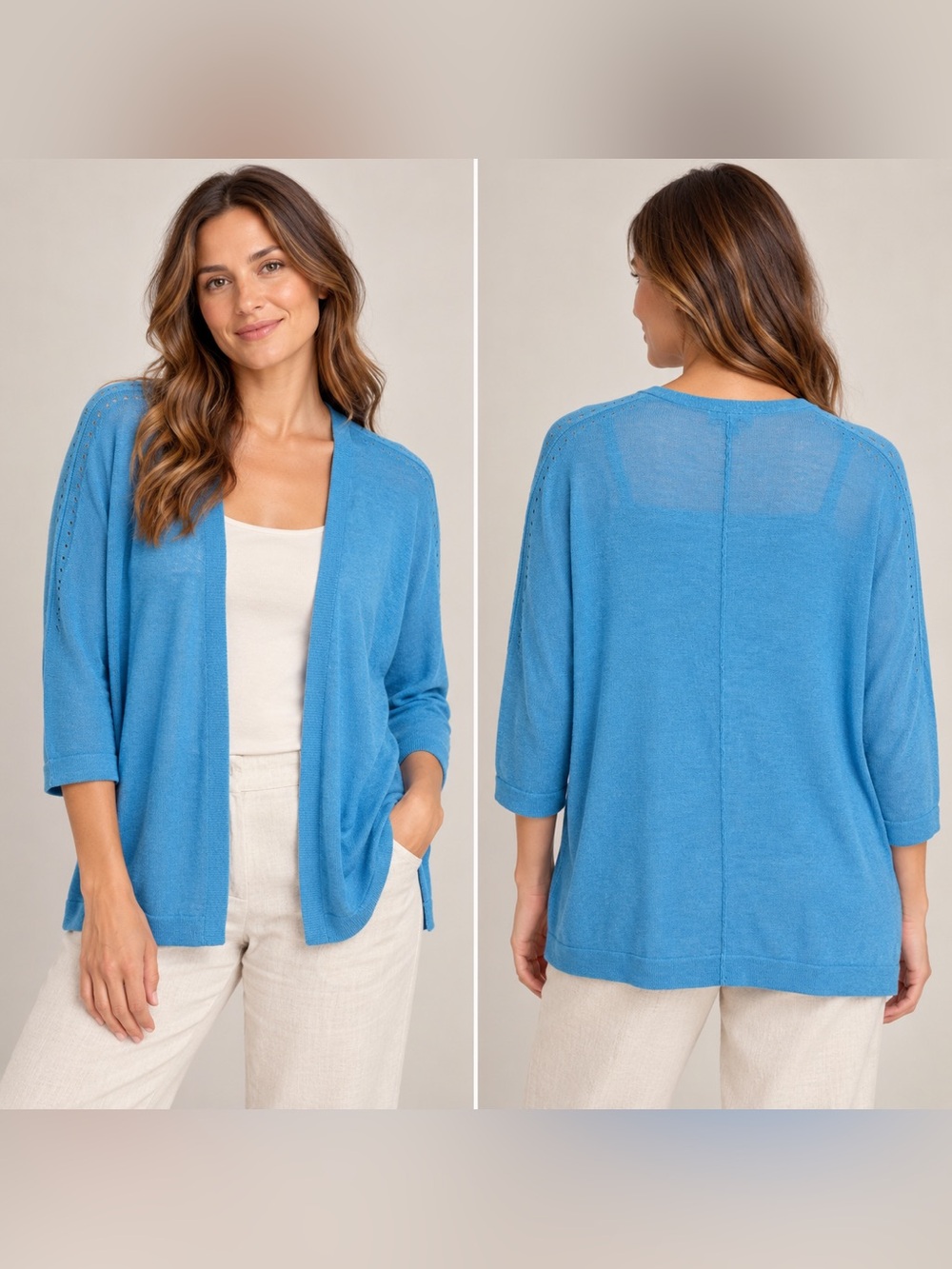 J. Jill Sky Blue Open-Front Knit Cardigan